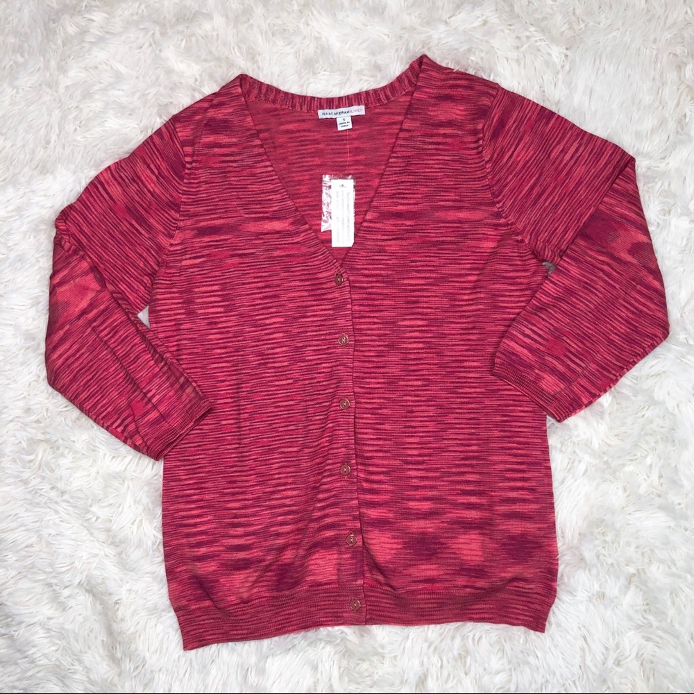 NWT Isaac Mizrahi Pink Button Up Cardigan Small